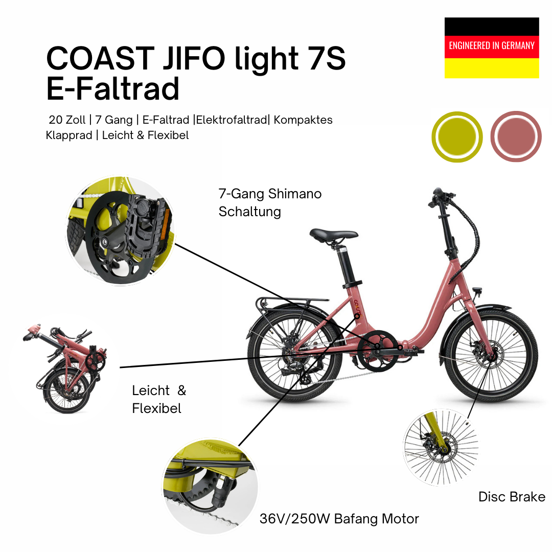 E-Klapprad JIFO LIGHT 7-Gang - Elektrisch & Faltbar
